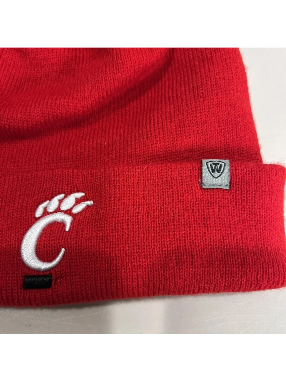 Cincinnati Bearcats Red Knit Cuffed Winter Toboggan Pom Beanie Top World Caps - Picture 5 of 8